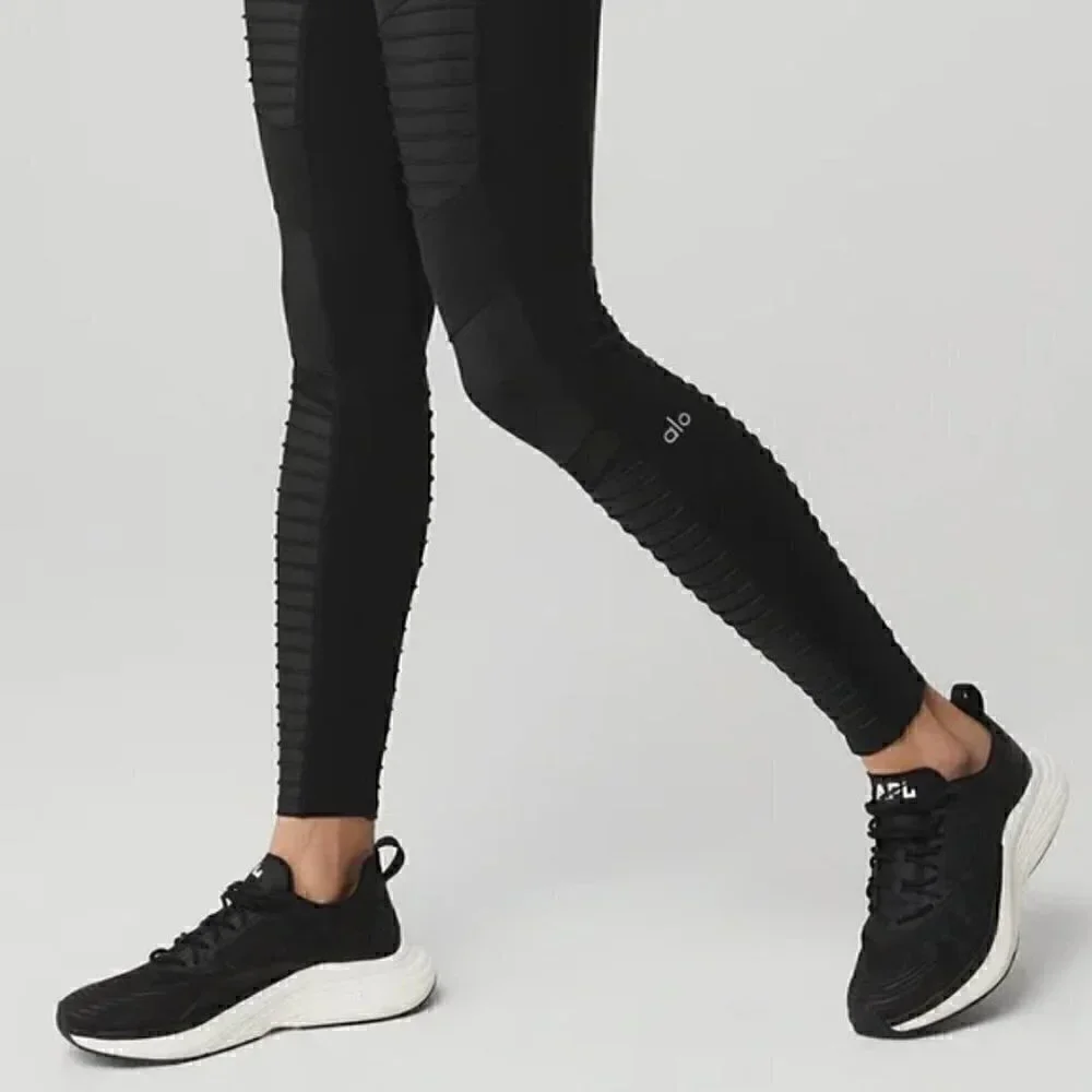 Alo Yoga Moto Leggings XXS Yoga Athleisure Activewear Athletic Workout Gym Black
